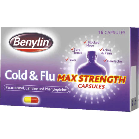 BENYLIN COLD & FLU MAX STRENGTH 16 CAPSULES